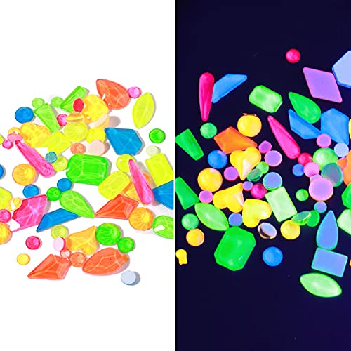 12 Types of Fluorescence 600 Diamonds + 2500 Flat Rhinestones Mix 20 Styles Flatback DIY Crafts Rhinestone Crystals 3D Decorations Flat Back Stones Set + Rhinestone Picker Wax Pen