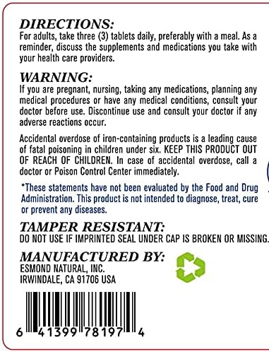 (5 Pack) Esmond Natural: Hair, Skin & Nails (Promotes Firm Skin, Strengthens Hair and Nails), GMP, Natural Product Assn Certified, Made in USA - 300 Tablets