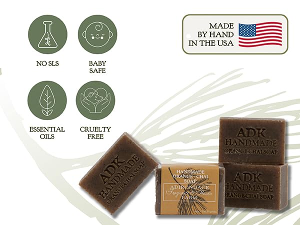 ADK Orange Chai Soap Natural Soap Bar 16oz Plant Based, Made, Organic Soap, Vegan Soap for Men & Women, For All skin Types, Anti-Aging, Cuts into 10 Soap Bars, Great Gift