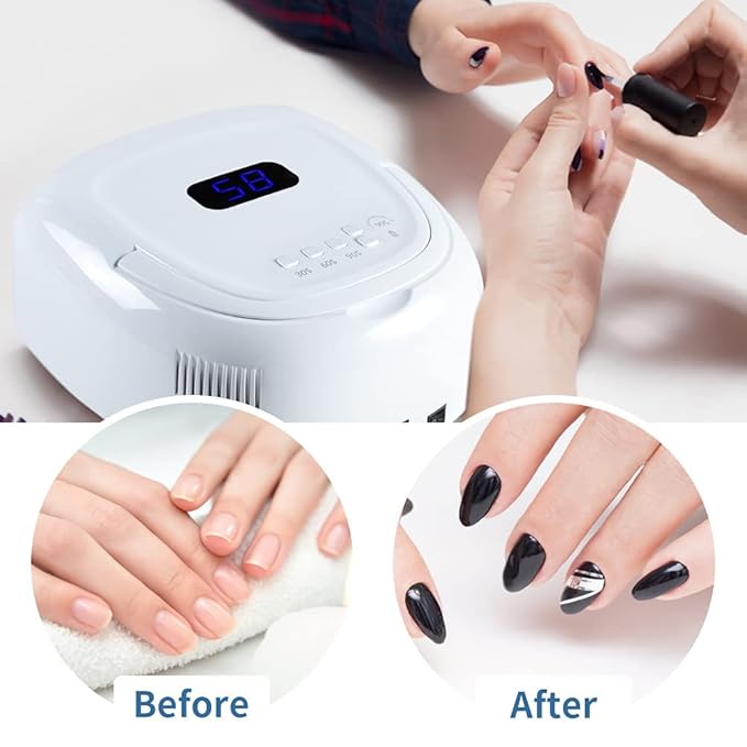UV LED Nail Lamp - Rechargeable Nail Light for Gel Polish 60W Faster Nail Dryer for Fingernail Toenail with Auto Sensor Professional Portable Handle Nail Curing Lamp