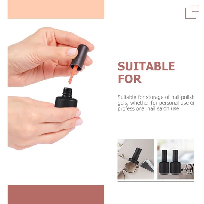 20Pcs Empty Nail Polish Glass Bottles with Brush Cap Refillable Nail Fingernail Polish Bottles Container 15ml for Nail Art Sample