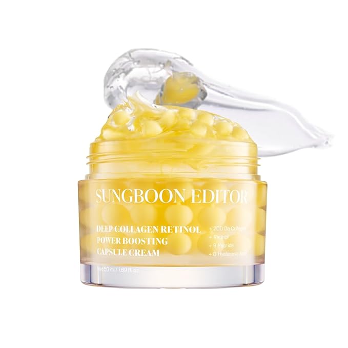 SUNGBOON EDITOR Deep Collagen Retinol Power Boosting Capsule Cream | Microneedling, White Spicules, Skin Firming, Hydration for Dry Skin, Wrinkles, Face Moisturizer, Retinol Cream for Face, 1.69 fl.oz