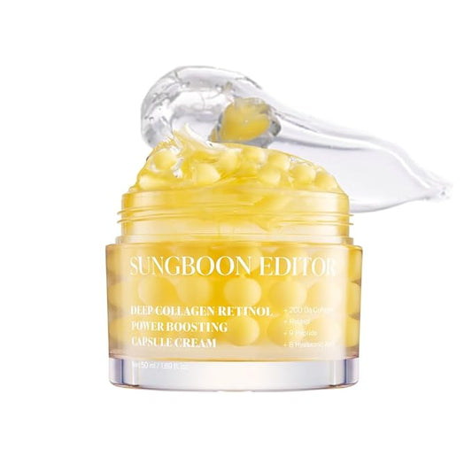 SUNGBOON EDITOR Deep Collagen Retinol Power Boosting Capsule Cream | Microneedling, White Spicules, Skin Firming, Hydration for Dry Skin, Wrinkles, Face Moisturizer, Retinol Cream for Face, 1.69 fl.oz