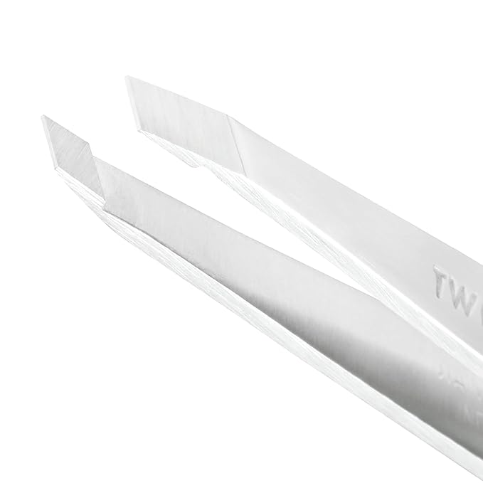 Tweezerman Stainless Steel Slant Tweezer - Eyebrow Tweezers for Women and Men (Platinum Silver)