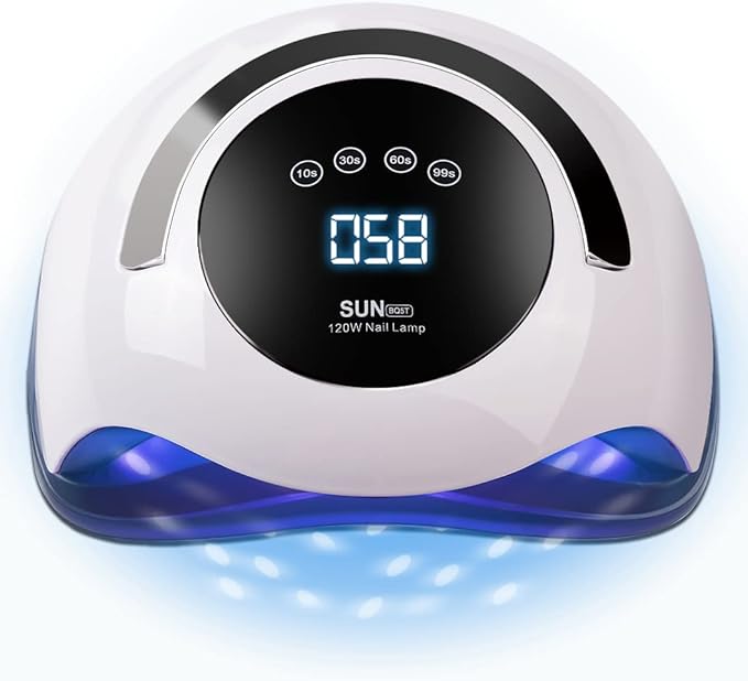 W&H UV LED Curing Lamp, 120W Faster Gel Nail Dryer Professional Nail Dryer Machine with 4 Timer Settings Touch Screen (Sun BQ5T) (White)