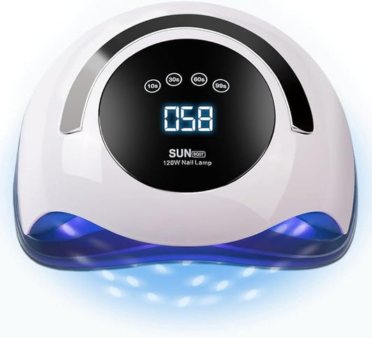 W&H UV LED Curing Lamp, 120W Faster Gel Nail Dryer Professional Nail Dryer Machine with 4 Timer Settings Touch Screen (Sun BQ5T) (White)