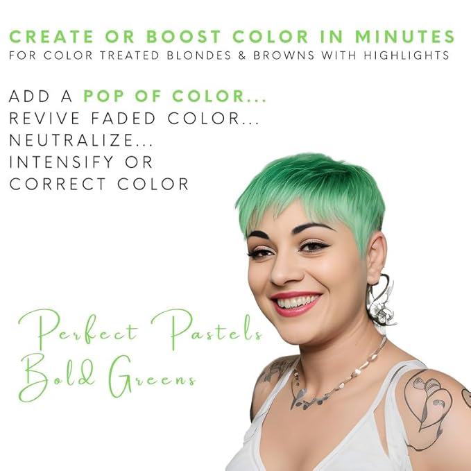 Watercolors by Tressa INTENSE 3-in-1 Color Depositing Shampoo, Semi Permanent Hair Color, Hair Dye Shampoo for Curly, Dry, and Normal Hair, 8 fl oz - GREEN