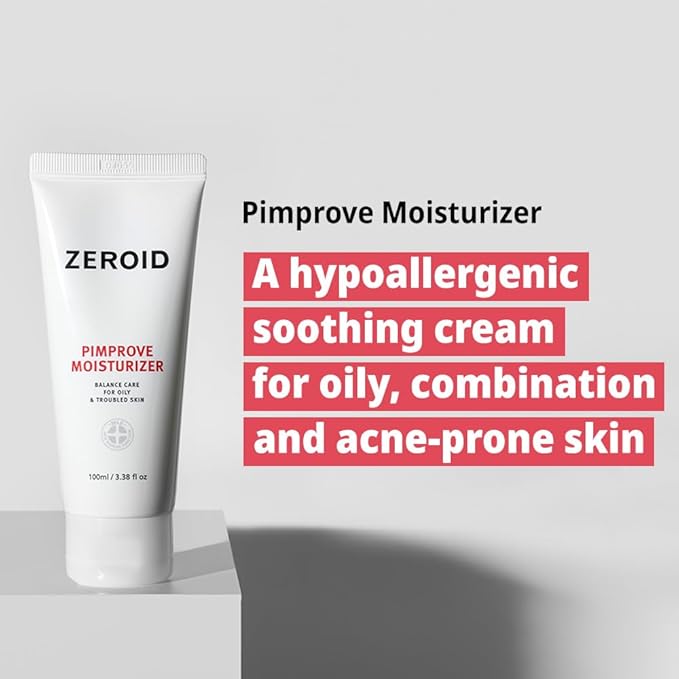 ZEROID | Pimprove Moisturizer Cream | Hyaluronic Acid Moisturizer Face Cream | Korean Face Lotion for Women and Men | Korean Skin Care | Skin Barrier Moisturizing Facial Care | 3.38 fl oz (100ml)