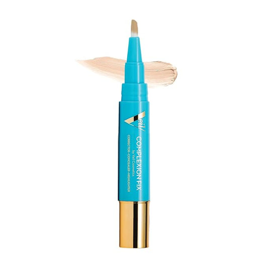 Veil Cosmetics - Complexion Fix Concealer - Liquid Concealer for Under Eye + Dark Circles - Highlight, Contour, Correct - Anti-Aging - Vegan Makeup Pen - Hydrating Lightweight (1N Porcelain Neutral)