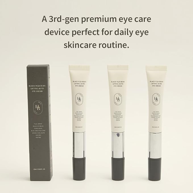 Black Yuja Bean Lifting Auto Eye Cream - Sensitive Skin, Vegan, Hypoallergenic, Korean Skincare, Wrinkle Care Device, Vibration Face Massage, Anti Aging, Collagen, Vibrating
