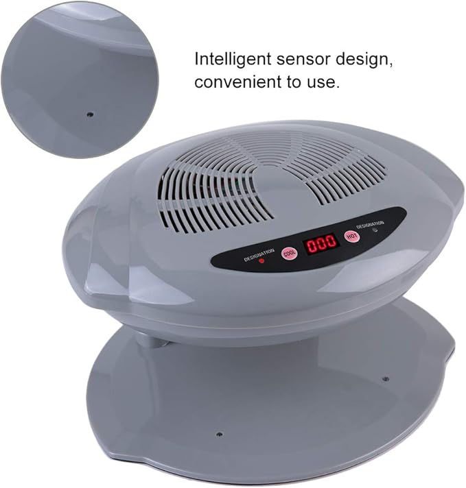 Air Nail Dryer, 400W Intelligent Automatic Sensor Hot & Cold Air Nail Polish Drying Fan Manicure Tool for Home Salon Both Hands and Feet Use, Grey