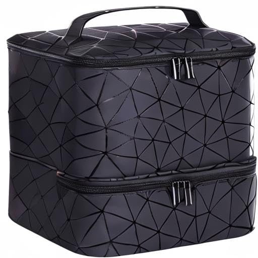 Nail Polish Carrying Case Bag-Holds 30 Bottles, Double-Layer Nail Polish Storage and Nail Dryer Case (Black)