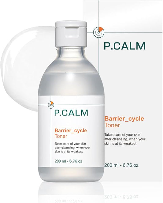 P.CALM Barrier Cycle Toner – Azulene & Centella Asiatica for Deep Hydration & Skin Barrier Strengthening, Korean Vegan Facial Toner for Sensitive Skin (200ml / 6.76 fl.oz)