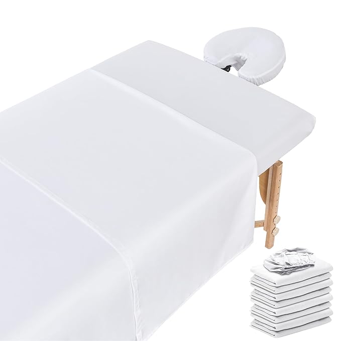 12 Pcs 4 Sets Premium Microfiber Massage Table Sheet Set, Include Massage Table Cover, Massage Fitted Sheet, Massage Face Rest Cover for Beauty Salon Spa Hair Salon (Pure white)