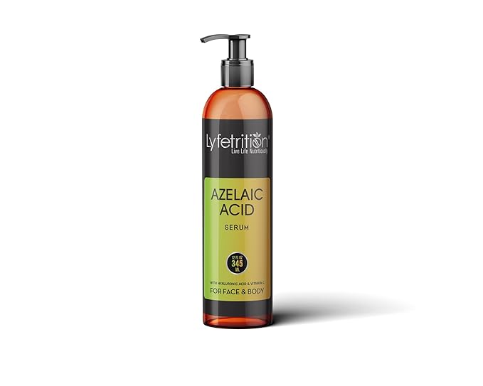 Lyfetrition Azelaic Acid Serum with Hyaluronic Acid | Natural Face Serum with Vitamin C & Aloe Vera (12 Fl Oz), Clear, (Lyfe9080)
