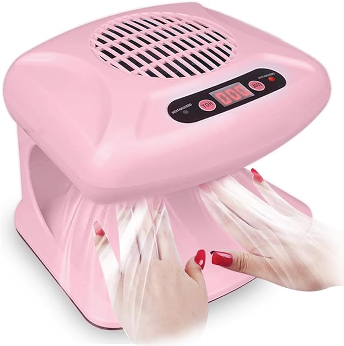Air Nail Dryer, Pink 300W Infrared Sensor 2 in 1 Automatic Induction Cold Hot Air Nail Polish Drying Fan Wind Blower Dryer for Regular Nail Polish, Home and Salon Use