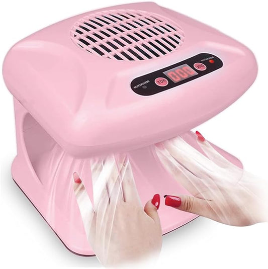 Air Nail Dryer, Pink 300W Infrared Sensor 2 in 1 Automatic Induction Cold Hot Air Nail Polish Drying Fan Wind Blower Dryer for Regular Nail Polish, Home and Salon Use