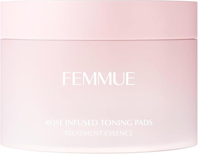 Rose Infused Face Toning Pads (60 Pack) | Daily Exfoliating Toner Cotton Rounds with Rose Water | Korean Skin Care