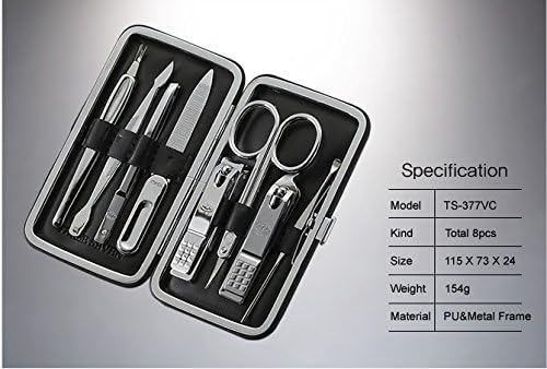 Korean Nail Clipper! World No. 1. Three Seven (777) Premium Quality Gift Travel Manicure Grooming Kit Nail Clipper Set (8 PCs, 377BVC), Made in Korea, Since 1975