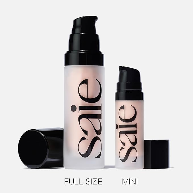 Saie Mini Glowy Super Gel Lightweight Illuminator - Luminizer + Makeup Primer for Glowing Skin - Enriched with Vitamin C + Hydrating Squalane Oil - Roseglow (0.5 oz)