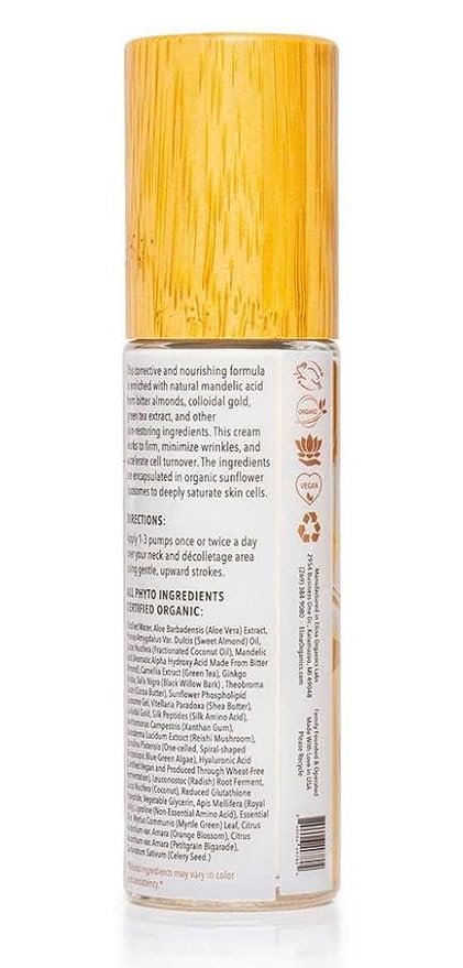 Cleopatra Neck Cream, 2oz – Firming & Lifting Neck Moisturizer with Colloidal Gold, Silk Peptides & Green Tea – Organic, Vegan – Reduces Wrinkles & Improves Elasticity