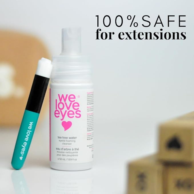 We Love Eyes - 100% Oil Free Tea Tree Water Eyelid Foaming Cleanser - For Eyelash Extension Home Care, Extend Lash Retention, Non-Irritating Formula