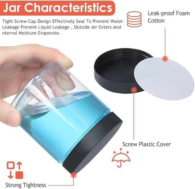 48pcs 8 oz Plastic Containers with Lids Pen Labels Leak Proof BPA Free Airtight Refillable Clear Small Containers Storage Jars for Storing Dry Food Makeup Slime Honey Jam