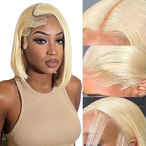 613 Blonde Lace Front Wigs Human Hair 13x4 180% Density Straight Lace Frontal Wig Human Hair Pre Plucked With Baby Hair HD Lace Front Wigs Human Hair For Women(12inch)
