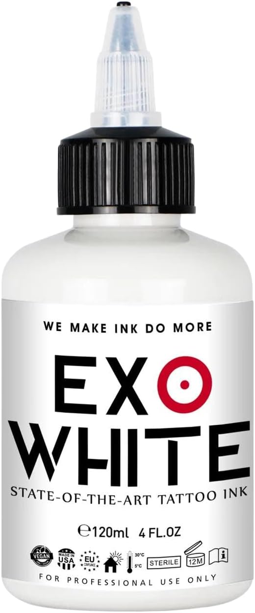Xtreme EXO White Tattoo Ink - Brilliant Highlights and Dimension, Luminous for Stunning Contrast - Sterile, Vegan, High Pigment Load for Intense Coverage (4 oz)