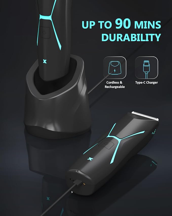 Electric Body Hair Trimmer for Men - Manscape Pubic Hair Groomer Waterproof Ball Shaver Type-C Rechargeable Cordless Replaceable Ceramic Blade Clipper Wet/Dry Male Professional Grooming Smooth
