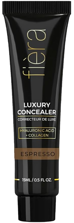 Fièra Luxury Concealer & Foundation with Anti-Aging Ingredients - Full Coverage for Dark Circles, Wrinkles, Fine Lines, and Spots, All-Day Wear For Mature Skin - Espresso, 0.5 FL. OZ. / 15 ML