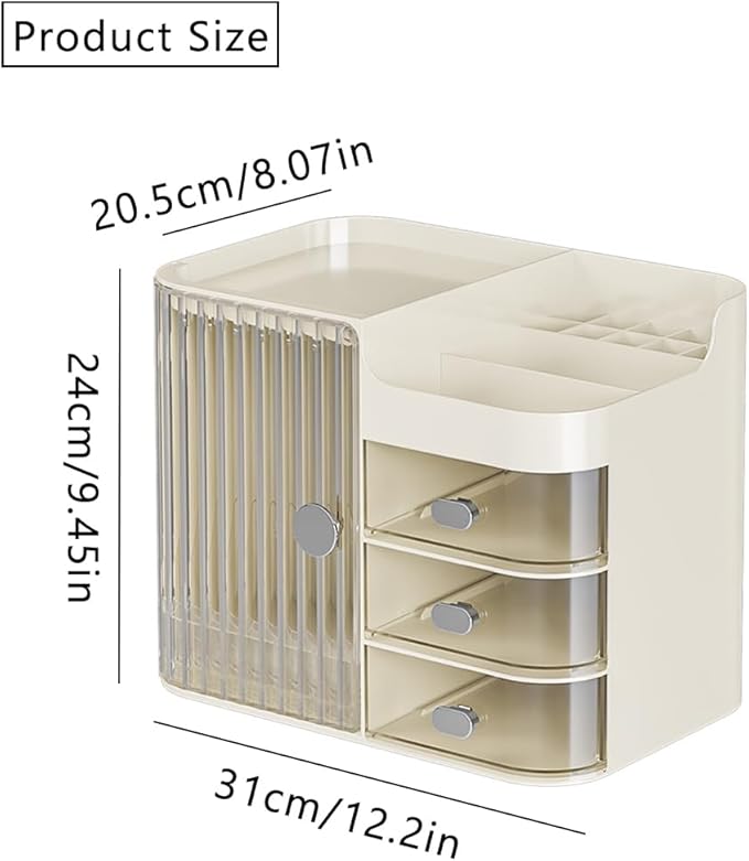 Cosmetics Display Case with Mirror, Large Capacity Cosmetic Storage Box with Drawers, Dust and Waterproof Makeup Organizer, Skincare Jewelry Storage Box for Bedroom, Bathroom (Transparent)