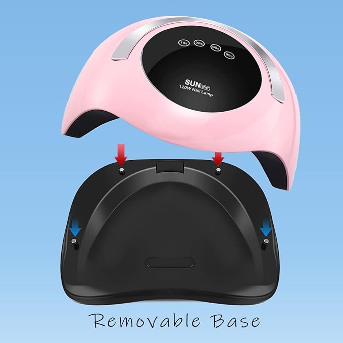 W&H UV LED Nail Lamp, 120W Faster Gel Nail Dryer Professional Curing Lamp for Fingernail and Toenail Nail Gel Polish Machine with 4 Timer Setting Touch Screen (Sun BQ5T) (Pink)