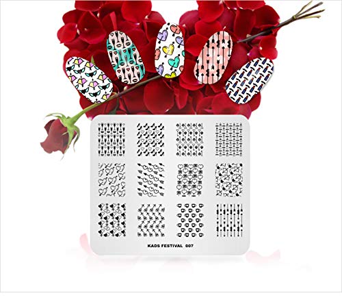 KADS 5Pcs/Set Nail Art Stamping Plate Nail Art Template Decoration Tool Flower Rabbit Kiss Heart Image Plate