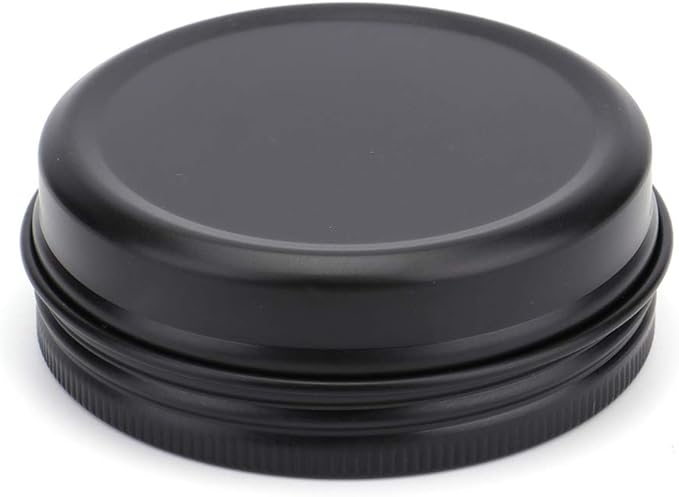 Foraineam 48 Pack 2 oz Round Lip Balm Tin Cans - Aluminum Cosmetic Sample Containers with Screw Lid - Matte Black Metal Empty Tins Storage Travel Tin Jars