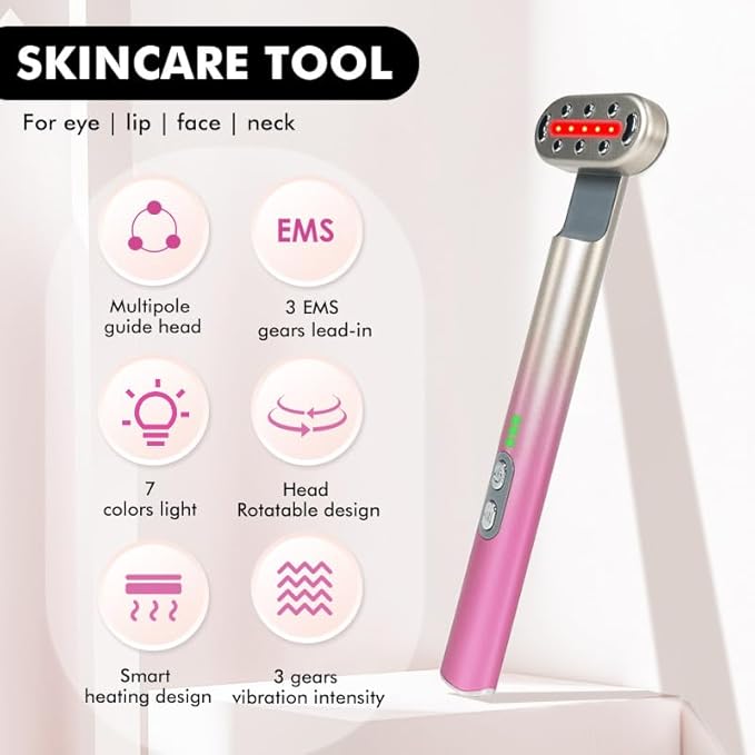 Radiant Renewal Skincare Wand, HD-15 Red-Light-Therapy- Face Wand for Face Eye Skincare Equipment with 7 Color, Facial Massager