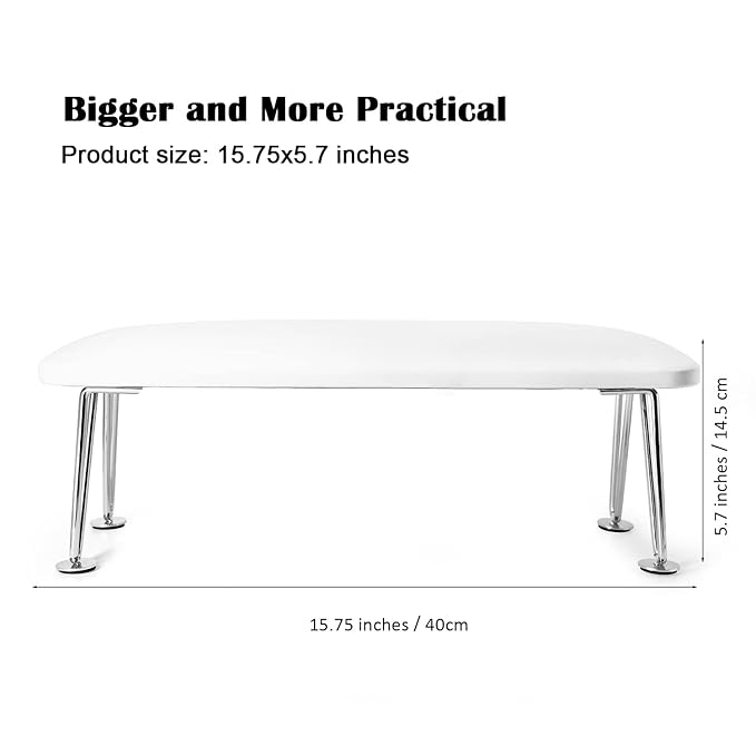 Big Arm Rest for Nails, Microfiber Leather Hand Rest for Nail Tech Salon Home Use Manicure Hand Rest Stand (White)