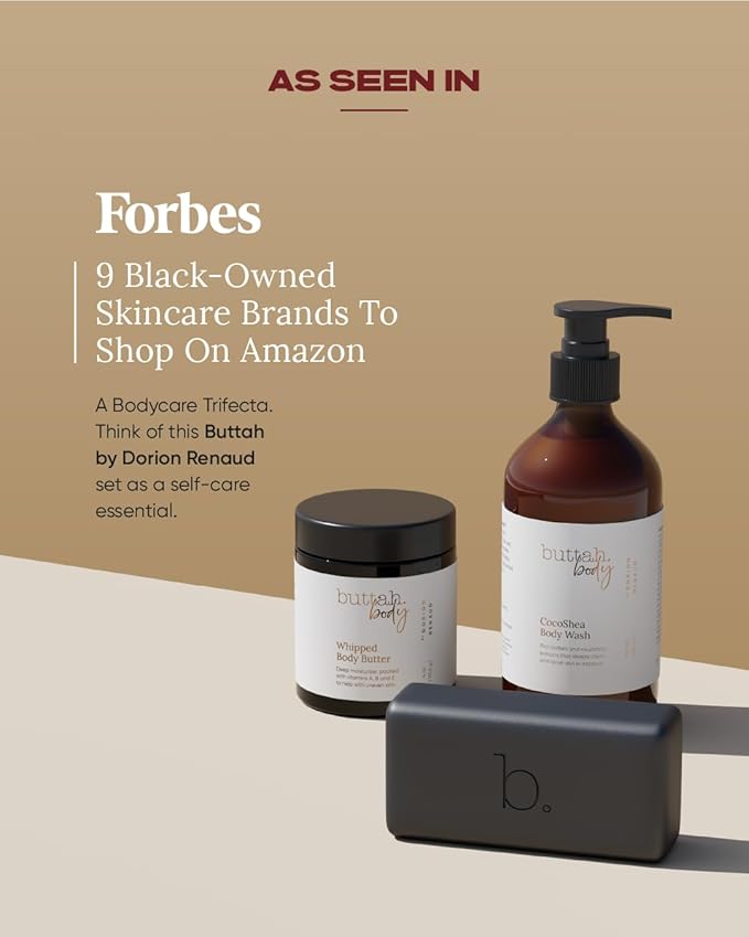 Buttah Skin by Dorion Renaud Buttah Body Trio for Melanin Rich Skin | Egyptian CocoShea Body Wash 10oz | Black Gold Polishing Bar 120g | Whipped Body Butter 4oz | Black Owned Skincare for Men & Women