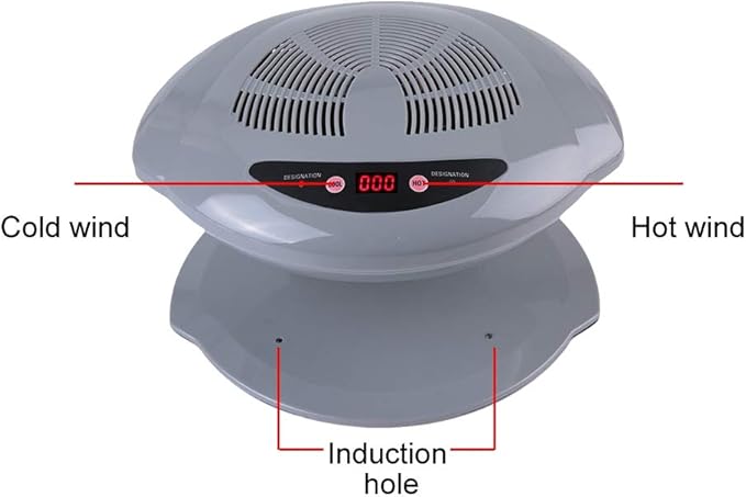 Air Nail Dryer, 400W Intelligent Automatic Sensor Hot & Cold Air Nail Polish Drying Fan Manicure Tool for Home Salon Both Hands and Feet Use, Grey