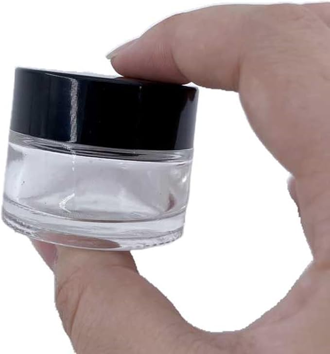 90 Pack 5ml Glass Lip Balm Containers, Small Empty Cosmetic Sample Jars with Lids, Refillable Clear Airtight Glass Jars for Skincare, Lotion, Cream, Wax, Travelling, Retail Store