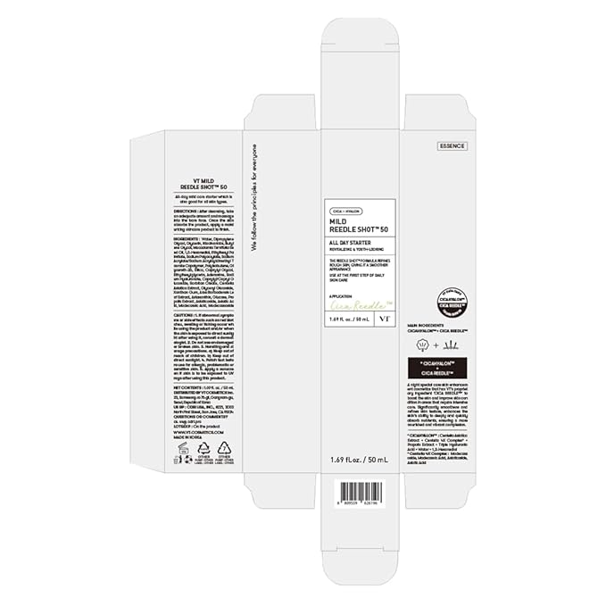 VT COSMETICS CICA Reedle Shot 50, Spicule Microneedling Serum for Pore Care & Exfoliation, Exosome, Centella Asiatica for Glass Skin, Smooth Texture, Korean Liquid Skin Booster (1.69 Fl Oz / 50ml)