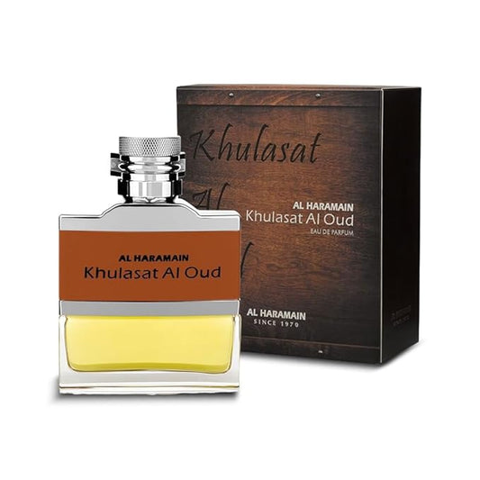 Al Haramain Khulasat Al Oud - Cologne for Men - Long Lasting Arabian Perfume for Men - Oud Eau de Parfum Fragrances - 3.3 oz