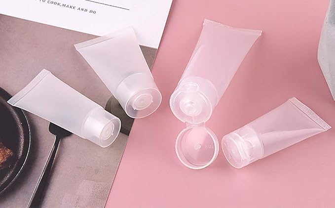 24PCS 100ml/3.4oz Empty Refillable Clear Plastic Squeeze Soft Tubes with Flip Cover Lotion Bottle Travel Sample Packing Cosmetic Makeup Container Storage Vials Jars for Facial Cleaner Toiletries