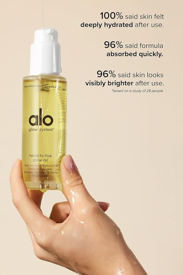 Alo Head-to-Toe Glow Oil | Glow-Boosting Natural Dry Body Oil | Jojoba, Amla, Aloe & Vitamin E | Hydrates & Nourishes Skin | Citrus Scent | 3.2 Oz