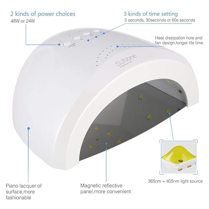 Vishine Gel Nail Polish Starter Kit with 48W SUNOne UV LED Nail Lamp Speed Dryer Manicure Tools 6 Pretty Colors Gel Polish Base and Top Coat #01