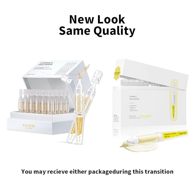 Vitamin C Face Serum with Glutathione, 4D Hyaluronic Acid, Organic Aloe Vera, Travel Size Ampoule, Brightening and Hydrating Serum, Dark Spot Remover, 30 Ampoules (1ml each)