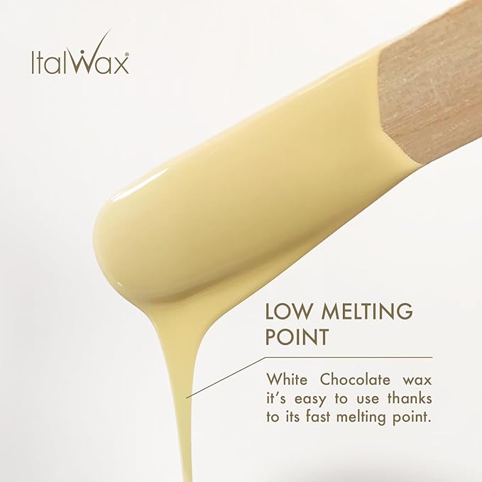 Italwax White Chocolate - 500g / 1.1lb - Hard wax beads for hair removal - Natural formulation ideal for all skin type - Vanilla aroma - Recommended for Bikini Area and Armpits