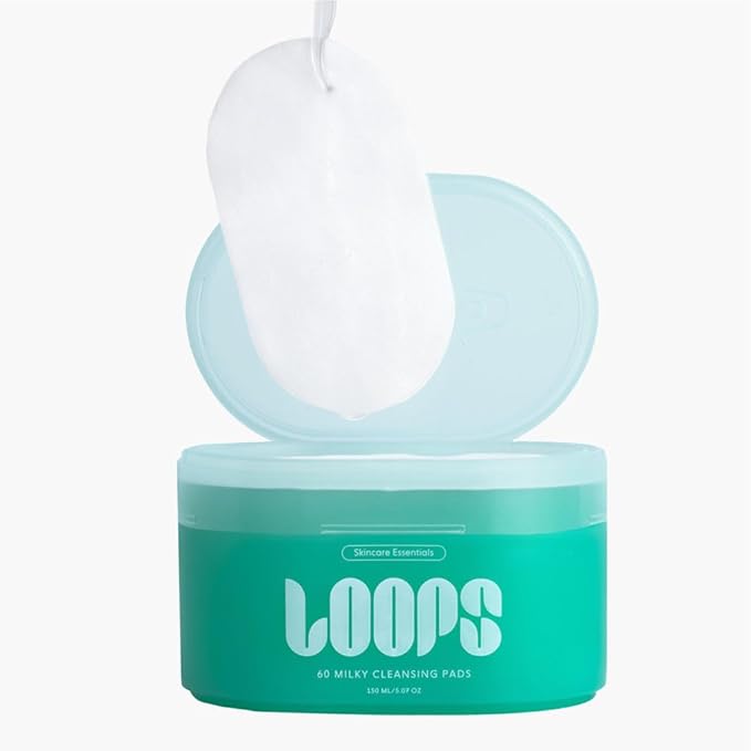 LOOPS Milky Cleanser Korean Skincare - Deep Cleansing and Hydrating Skin Care - Pre-soaked Bamboo Facial Cleansing Pads - Facial Wash with Milky Oil Complex - Oil Cleanser -Mother's Day Gifts for Mom