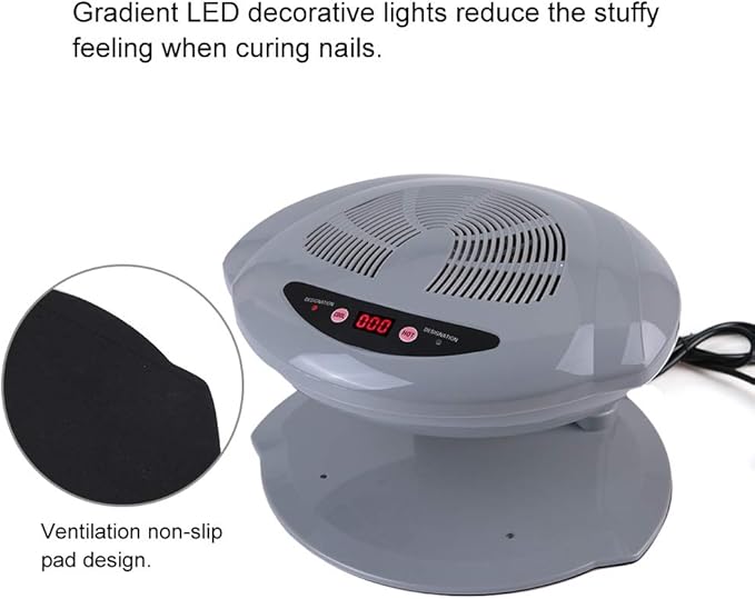Air Nail Dryer, 400W Intelligent Automatic Sensor Hot & Cold Air Nail Polish Drying Fan Manicure Tool for Home Salon Both Hands and Feet Use, Grey