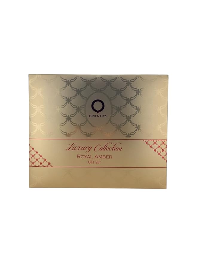 Orientica Al Haramain Royal Amber 4-Piece Set for Unisex, (2.7 Oz Eau De Parfum Spray + 0.34 Oz Eau De Parfum Travel Spray + Atomizer + Bag) Luxury Collection